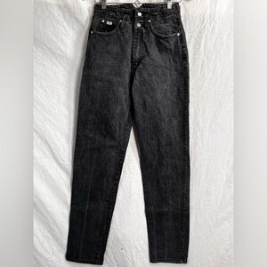 Vintage 80s 90s Western Jeans Ethics High Waist Mom Pants Black Denim Lace 26x30